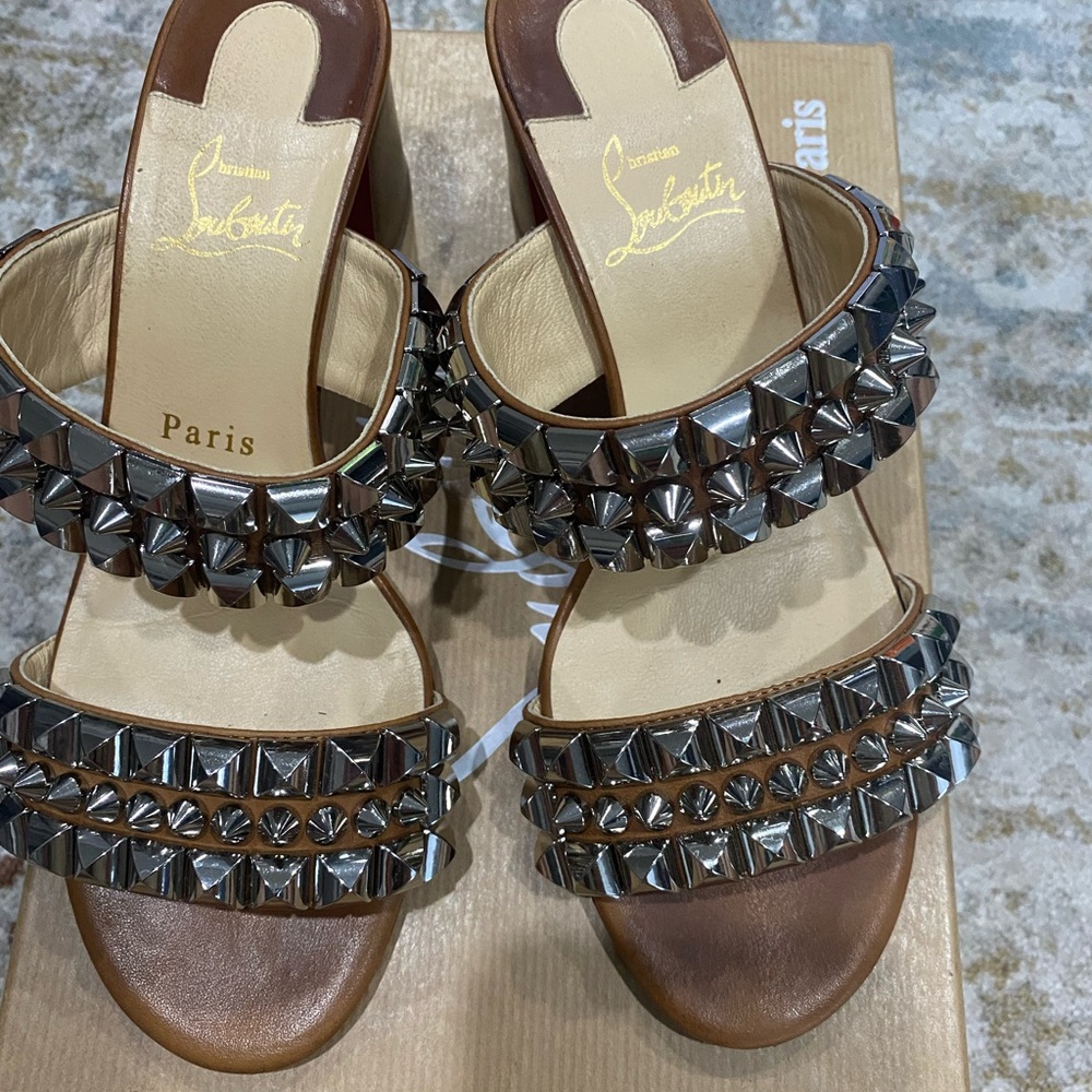 Christian Louboutin Brown Studded Sandals